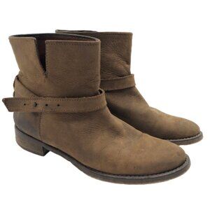 MADEWELL The Biker Boot Nubuck Leather Ankle Bootie Camel Tan Brown 10 Women